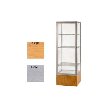 Waddell Display Case Of Ghent Keepsake Display Case Autumn Oak Base, Satin Frame, Mirror Back 24"W x 72"H 4024MB-SN-AK